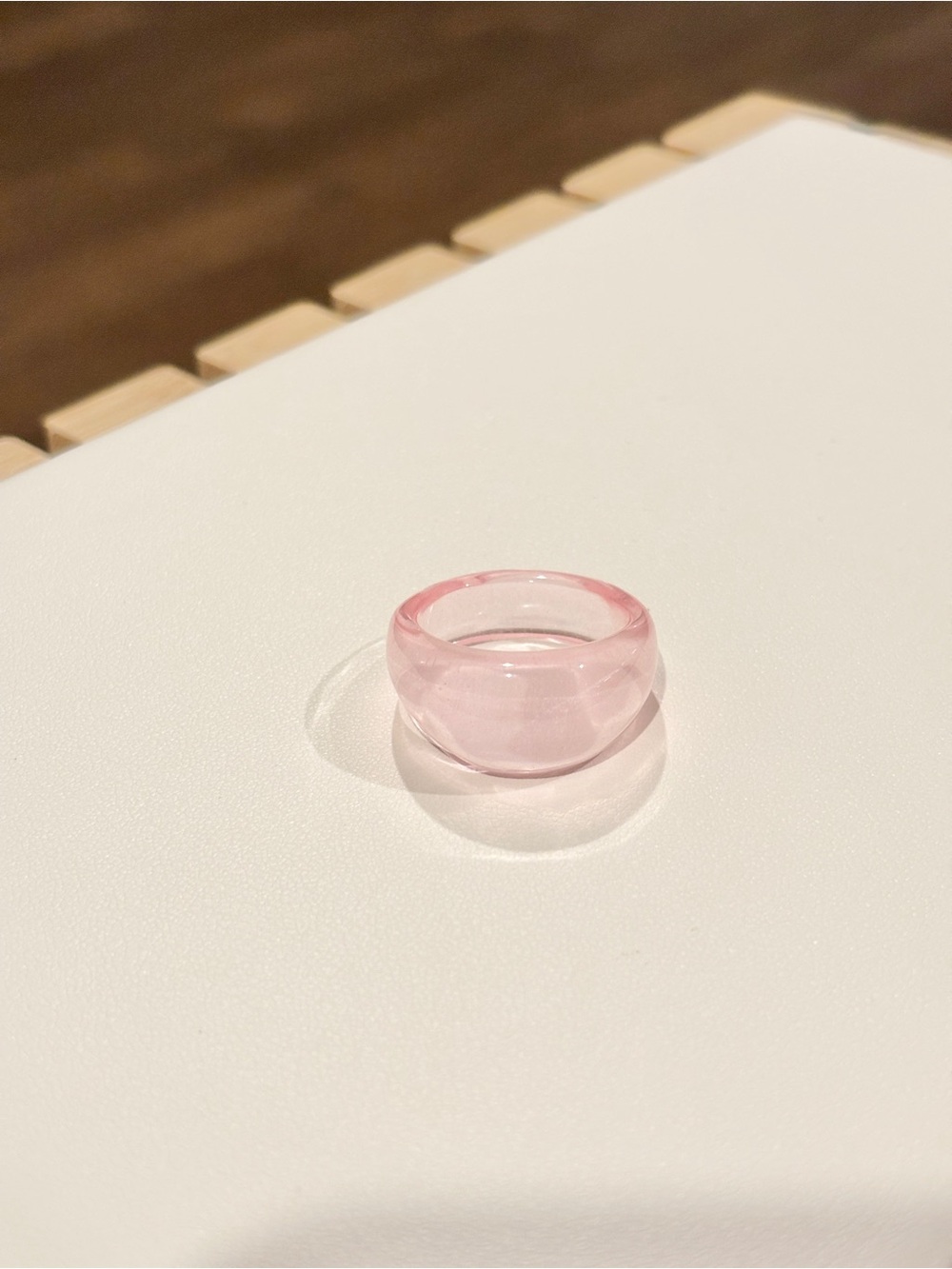 Delicate Pink Resin Dome Ring - Women's Jewelry